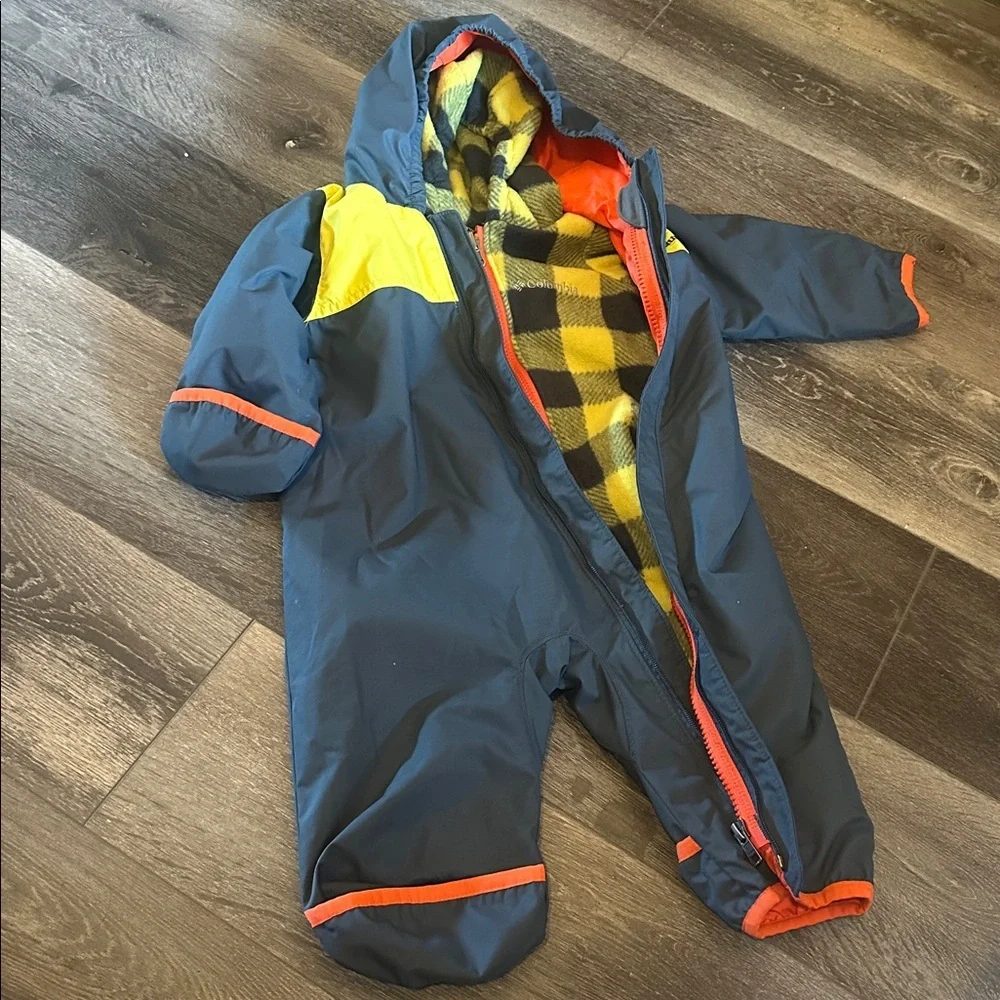Columbia Infant Snowsuit in Yellow and Gray with Orange Trim
